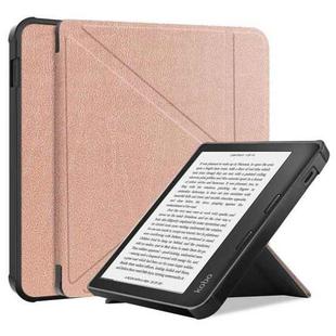For KOBO Libra2 2021 TPU Multi-folding Leather Tablet Case(Rose Gold)
