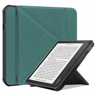 For KOBO Sage 2021 TPU Multi-folding Leather Tablet Case(Dark Green)
