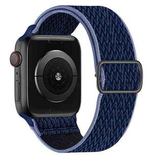 W Texture Nylon Strap For Apple Watch Ultra 49mm / Series 8&7 45mm / SE 2&6&SE&5&4 44mm / 3&2&1 42mm(Midnight Blue Black)