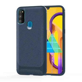 For Galaxy M30s Carbon Fiber Texture Shockproof TPU Protective Case(Blue)