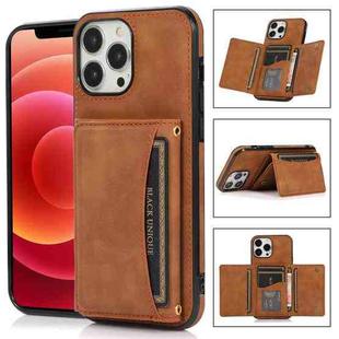 For iPhone 13 Pro Max Three-fold Leather Phone Case with Card Slot & Wallet & Holder (Brown)