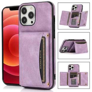 For iPhone 13 Pro Max Three-fold Leather Phone Case with Card Slot & Wallet & Holder (Purple)