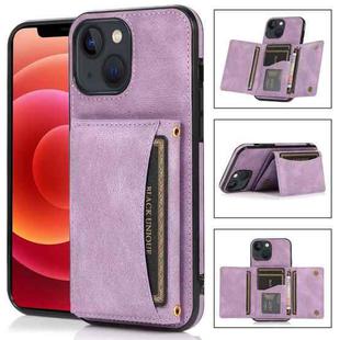 For iPhone 13 Three-fold Leather Phone Case with Card Slot & Wallet & Holder(Purple)