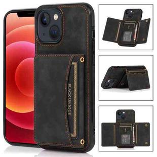 For iPhone 13 Three-fold Leather Phone Case with Card Slot & Wallet & Holder(Black)