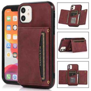 For iPhone 12 Pro Max Three-fold Leather Phone Case with Card Slot & Wallet & Holder(Wine Red)