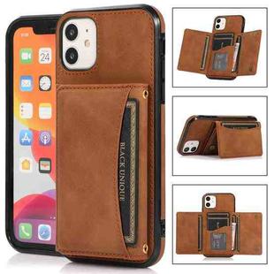 For iPhone 12 mini Three-fold Leather Phone Case with Card Slot & Wallet & Holder (Brown)