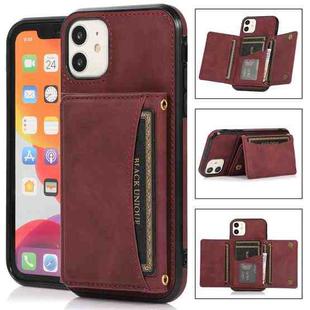 Three-fold Leather Phone Case with Card Slot & Wallet & Holder For iPhone 11 Pro(Wine Red)