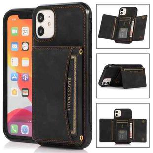 Three-fold Leather Phone Case with Card Slot & Wallet & Holder For iPhone 11(Black)