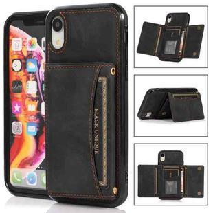 For iPhone XR Three-fold Leather Phone Case with Card Slot & Wallet & Holder(Black)