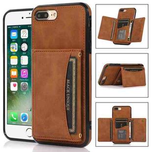 Three-fold Leather Phone Case with Card Slot & Wallet & Holder For iPhone 8 Plus & 7 Plus(Brown)