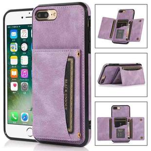 Three-fold Leather Phone Case with Card Slot & Wallet & Holder For iPhone 8 Plus & 7 Plus(Purple)