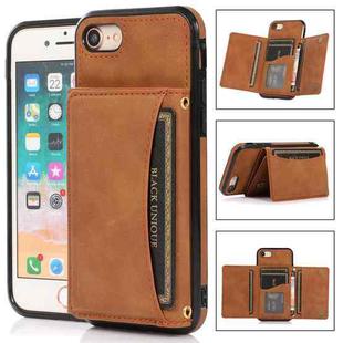 For iPhone SE 2022 / SE 2020 / 8 / 7 Three-fold Leather Phone Case with Card Slot & Wallet & Holder(Brown)