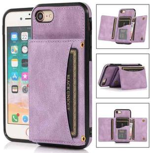 For iPhone SE 2022 / SE 2020 / 8 / 7 Three-fold Leather Phone Case with Card Slot & Wallet & Holder(Purple)