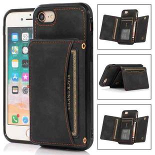 For iPhone SE 2022 / SE 2020 / 8 / 7 Three-fold Leather Phone Case with Card Slot & Wallet & Holder(Black)