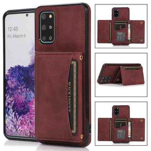 For Samsung Galaxy S20+ Three-fold Leather Phone Case with Card Slot & Wallet & Holder(Wine Red)