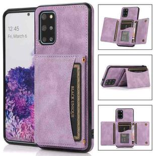For Samsung Galaxy S20+ Three-fold Leather Phone Case with Card Slot & Wallet & Holder(Purple)