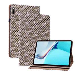 For Huawei MatePad 11 2021 Color Weave Leather Tablet Case with Holder(Brown)