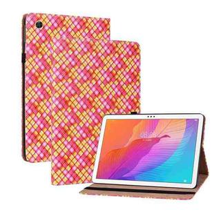 For Huawei MatePad T 10s / Enjoy Tablet 2 Color Weave Leather Tablet Case with Holder(Rose Red)