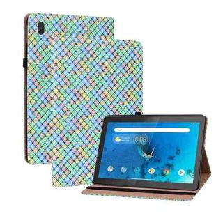 For Lenovo Tab  M10 TB-X605L Color Weave Leather Tablet Case with Holder(Rainbow)