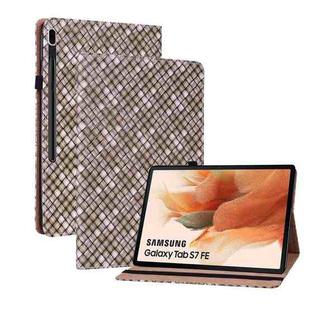 For Samsung Galaxy Tab S7 Plus T970 / S7 FE T730 Color Weave Leather Tablet Case with Holder(Brown)