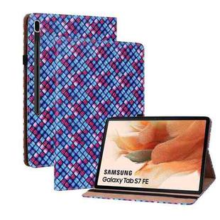 For Samsung Galaxy Tab S7 Plus T970 / S7 FE T730 Color Weave Leather Tablet Case with Holder(Blue)
