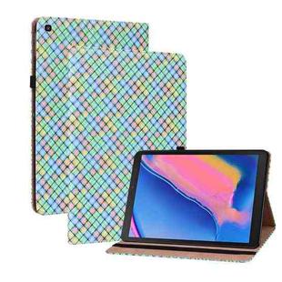 For Samsung Galaxy Tab A 8.0 2019 T290 Color Weave Leather Tablet Case with Holder(Rainbow)