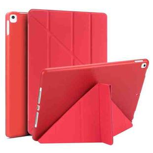 Multi-folding PU Leather Matte TPU Tablet Case For iPad Pro 10.2 2021 / 2020 / 10.5 2017(Red)