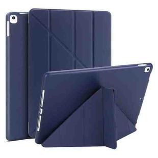 Multi-folding PU Leather Matte TPU Tablet Case For iPad Pro 10.2 2021 / 2020 / 10.5 2017(Dark Blue)