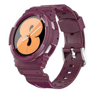 For Samsung Galaxy Watch4 40mm Carbon Fiber Sport Silicone Integrated Watch Band(Wine Red)