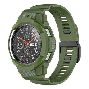For Samsung Galaxy Watch4 Classic 42mm Carbon Fiber Sport Silicone Integrated Watch Band(Dark Green)