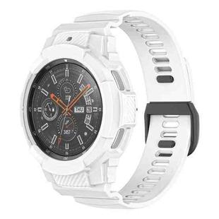 For Samsung Galaxy Watch4 Classic 42mm Carbon Fiber Sport Silicone Integrated Watch Band(White)