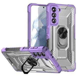For Samsung Galaxy S21 5G PC + TPU Shockproof Phone Case with Metal Ring Holder(Purple)