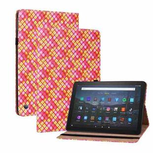 For Amazon Kindle Fire HD10 2021/HD10 Plus 2021 Color Weave Smart Leather Tablet Case(Rose Red)