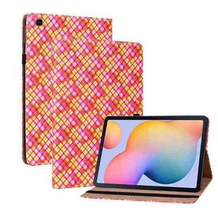 For Samsung Galaxy Tab S6 Lite Color Weave Smart Leather Tablet Case(Rose Red)