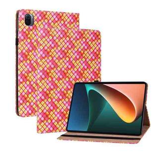 For Xiaomi Pad 5 / 5 Pro Color Weave Smart Leather Tablet Case(Rose Red)