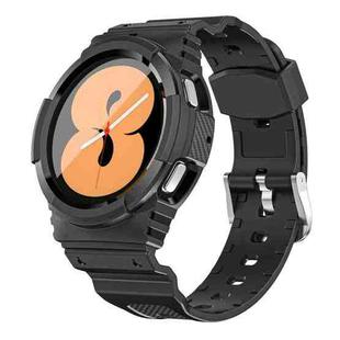 For Samsung Galaxy Watch4 44mm Carbon Fiber Sport Silicone Integrated Watch Band(Black)