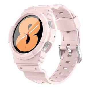 For Samsung Galaxy Watch4 44mm Carbon Fiber Sport Silicone Integrated Watch Band(Sand Pink)