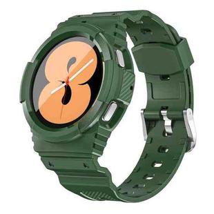 For Samsung Galaxy Watch4 44mm Carbon Fiber Sport Silicone Integrated Watch Band(Dark Green)