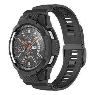 For Samsung Galaxy Watch4 Classic 46mm Carbon Fiber Sport Silicone Integrated Watch Band(Black)