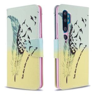 For Xiaomi CC9 Pro / Note 10 / Note 10 Pro Colored Drawing Pattern Horizontal Flip Leather Case with Holder & Card Slots & Wallet(Feather)