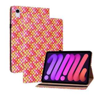 For iPad mini 6 Color Weave Smart Leather Tablet Case(Rose Red)