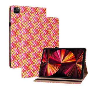 Color Weave Smart Leather Tablet Case For iPad Pro 11 2021 / 2020 / 2018 / Air 2020 10.9 (Rose Red)