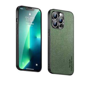 Suede Leather Phone Case For iPhone 13 Pro(Matcha Green)