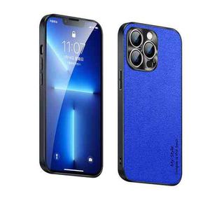 Suede Leather Phone Case For iPhone 13 Pro(Blue)