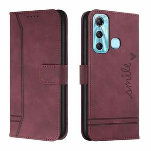 For Infinix Hot 11 Retro Skin Feel TPU + PU Leather Phone Case(Wine Red)