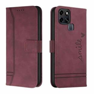 For Infinix Smart 6 Retro Skin Feel TPU + PU Leather Phone Case(Wine Red)