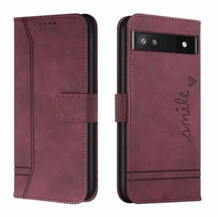 For Google Pixel 6a Retro Skin Feel TPU + PU Leather Phone Case(Wine Red)