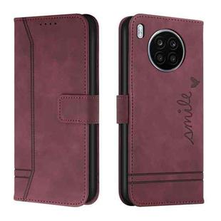 For Honor 50 Lite Retro Skin Feel TPU + PU Leather Phone Case(Wine Red)
