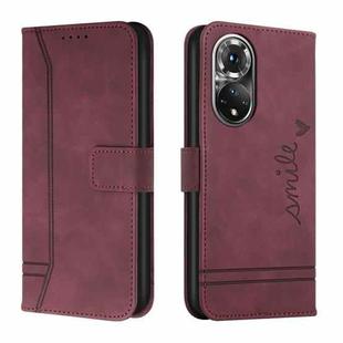 For Honor 50 Pro Retro Skin Feel TPU + PU Leather Phone Case(Wine Red)