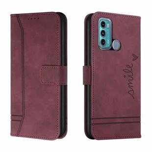 For Motorola Moto G31 / G41 Rear Fingerprint Retro Skin Feel TPU + PU Leather Phone Case(Wine Red)
